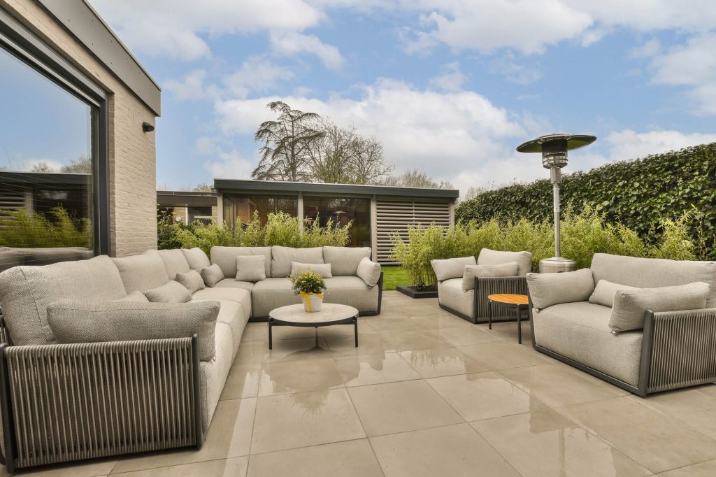 Outdoor porcelain paving on a patio
